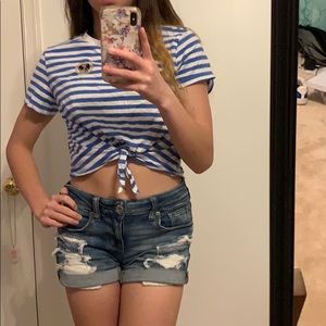 Stripped sailor crop top with tie detail